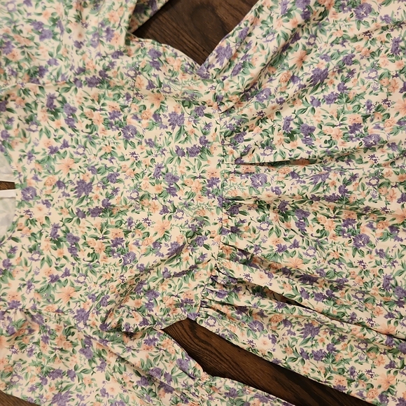 Floral Puff Sleeve Spring Dress - Picture 5 of 6